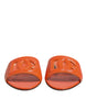 Dolce & Gabbana Orange Leather Logo Flats Sandals Shoes