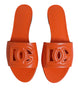 Dolce & Gabbana Orange Leather Logo Flats Sandals Shoes