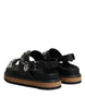 Dolce & Gabbana Black Crystal Embellish Strap Sandals Shoes