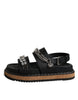 Dolce & Gabbana Black Crystal Embellish Strap Sandals Shoes