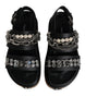 Dolce & Gabbana Black Crystal Embellish Strap Sandals Shoes