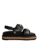 Dolce & Gabbana Black Crystal Embellish Strap Sandals Shoes