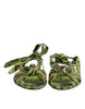 Dolce & Gabbana Green Animal Print Ankle Wrap Sandals Shoes