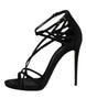 Dolce & Gabbana Black Leather Stiletto Heels Sandals Shoes