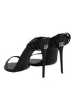 Dolce & Gabbana Black Leather Stiletto Heels Sandals Shoes