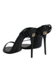 Dolce & Gabbana Black Leather Stiletto Heels Sandals Shoes