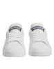 Dolce & Gabbana White Gray Leather Low Top Sneakers Shoes