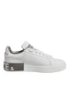 Dolce & Gabbana White Gray Leather Low Top Sneakers Shoes