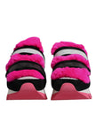 Dolce & Gabbana Black Pink Fur Embellished Sneakers Shoes