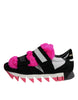 Dolce & Gabbana Black Pink Fur Embellished Sneakers Shoes
