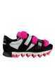 Dolce & Gabbana Black Pink Fur Embellished Sneakers Shoes