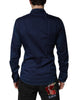 Dolce & Gabbana Dark Blue Cotton GOLD Dress Formal Shirt