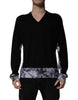 Dolce & Gabbana Black Camouflage V-neck Pullover Sweater