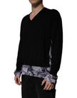 Dolce & Gabbana Black Camouflage V-neck Pullover Sweater