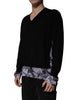 Dolce & Gabbana Black Camouflage V-neck Pullover Sweater