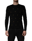 Dolce & Gabbana Black Pineapple Crew Neck Pullover Sweater