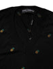 Dolce & Gabbana Black Pineapple Crew Neck Pullover Sweater