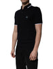 Dolce & Gabbana Black Cotton Crown Collared Polo T-shirt