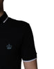 Dolce & Gabbana Black Cotton Crown Collared Polo T-shirt