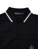 Dolce & Gabbana Black Cotton Crown Collared Polo T-shirt