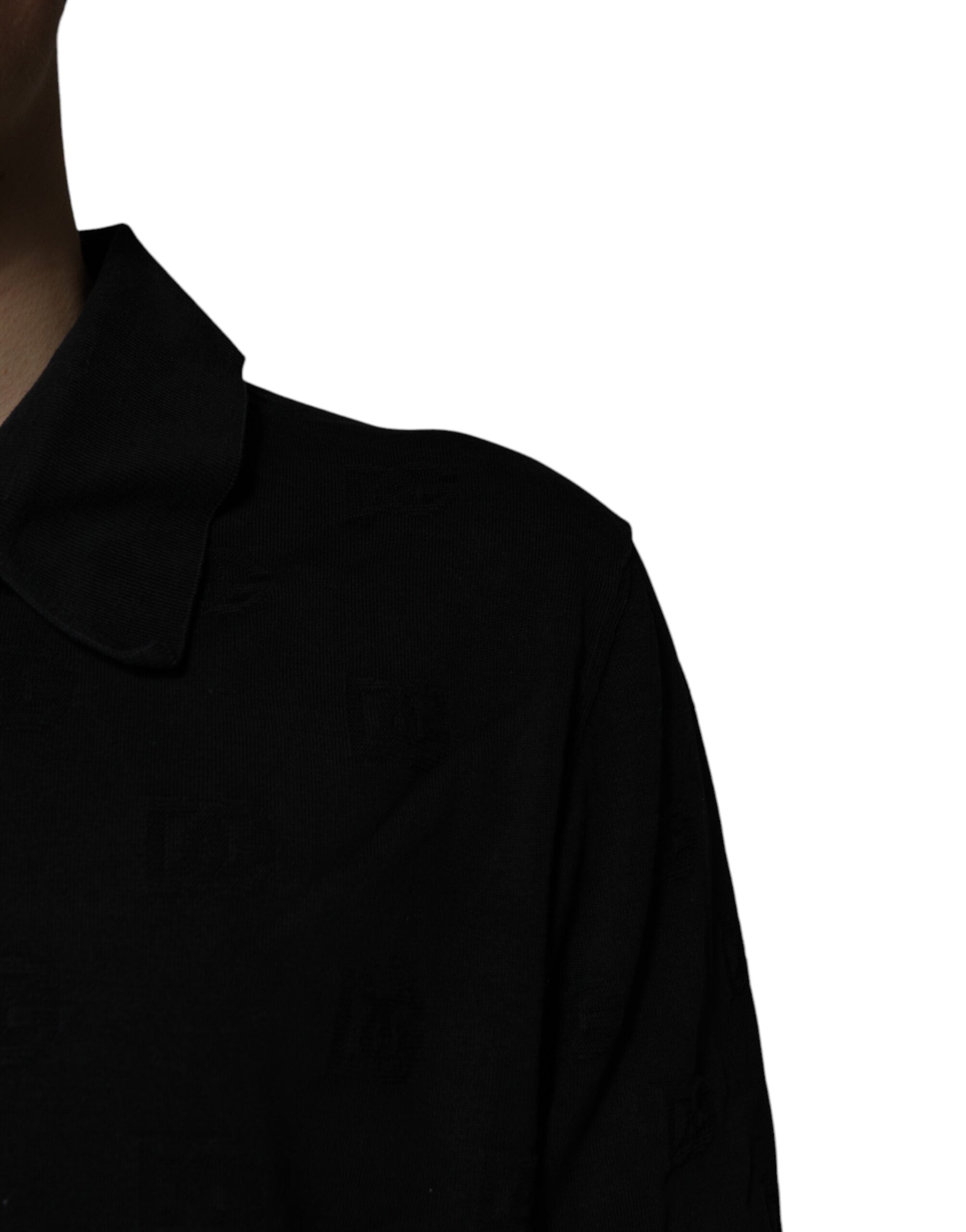Dolce & Gabbana Black Silk Collared Polo T-shirt