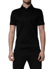 Dolce & Gabbana Black Cotton Collared Polo T-shirt