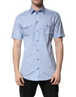 Dolce & Gabbana Blue Cotton Button Down Casual Polo Shirt