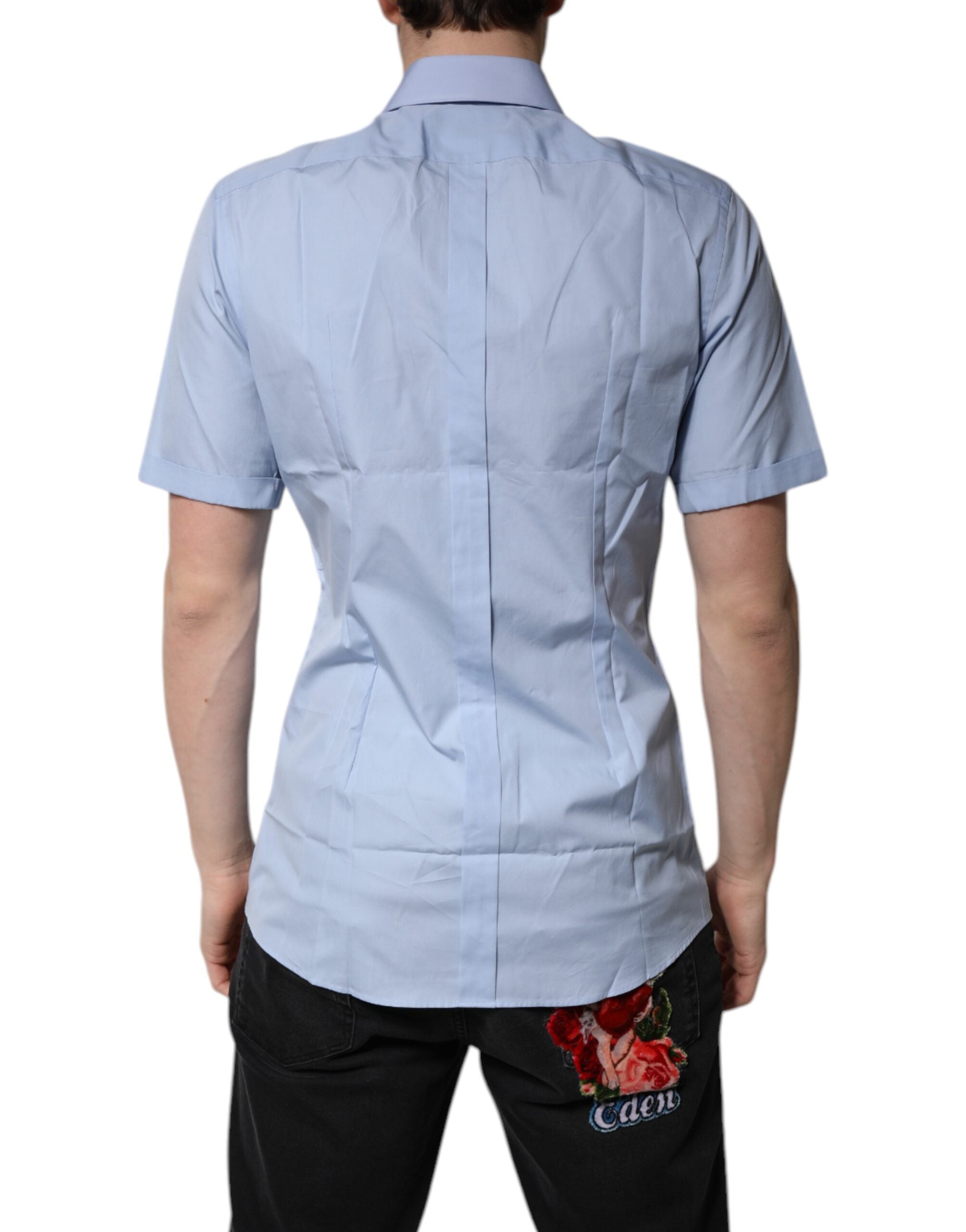 Dolce & Gabbana Blue Cotton Button Down Casual Polo Shirt
