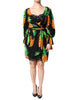 Dolce & Gabbana Black Silk Pineapple Draped Print Wrap Dress