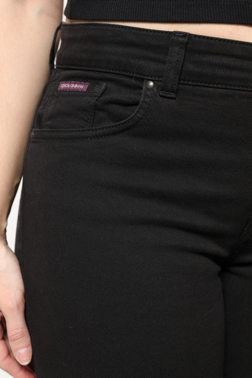 Dolce & Gabbana Black Cotton Mid Waisted Skinny Denim Jeans