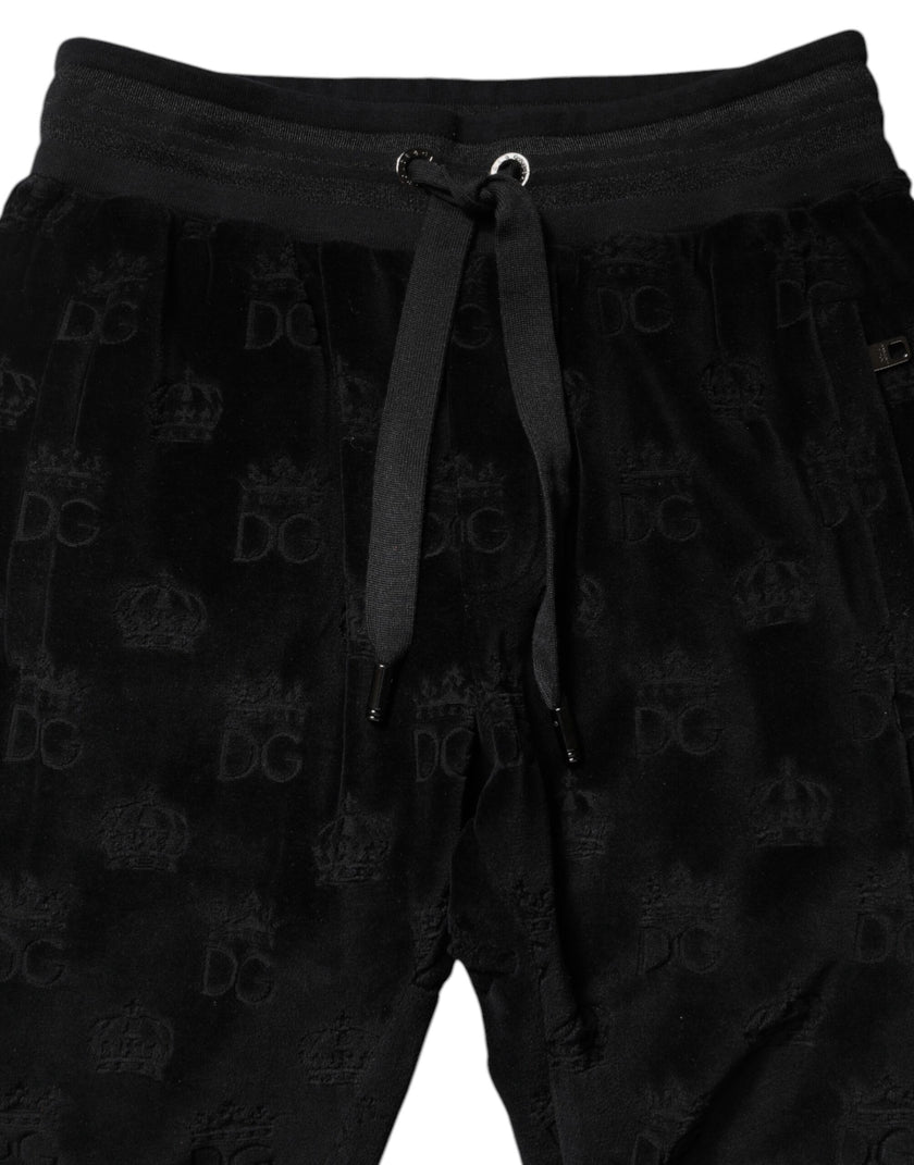 Dolce & Gabbana Black All-Over DG Logo Print Jogger Pants