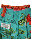 Dolce & Gabbana Green Silk Printed Straight Pants