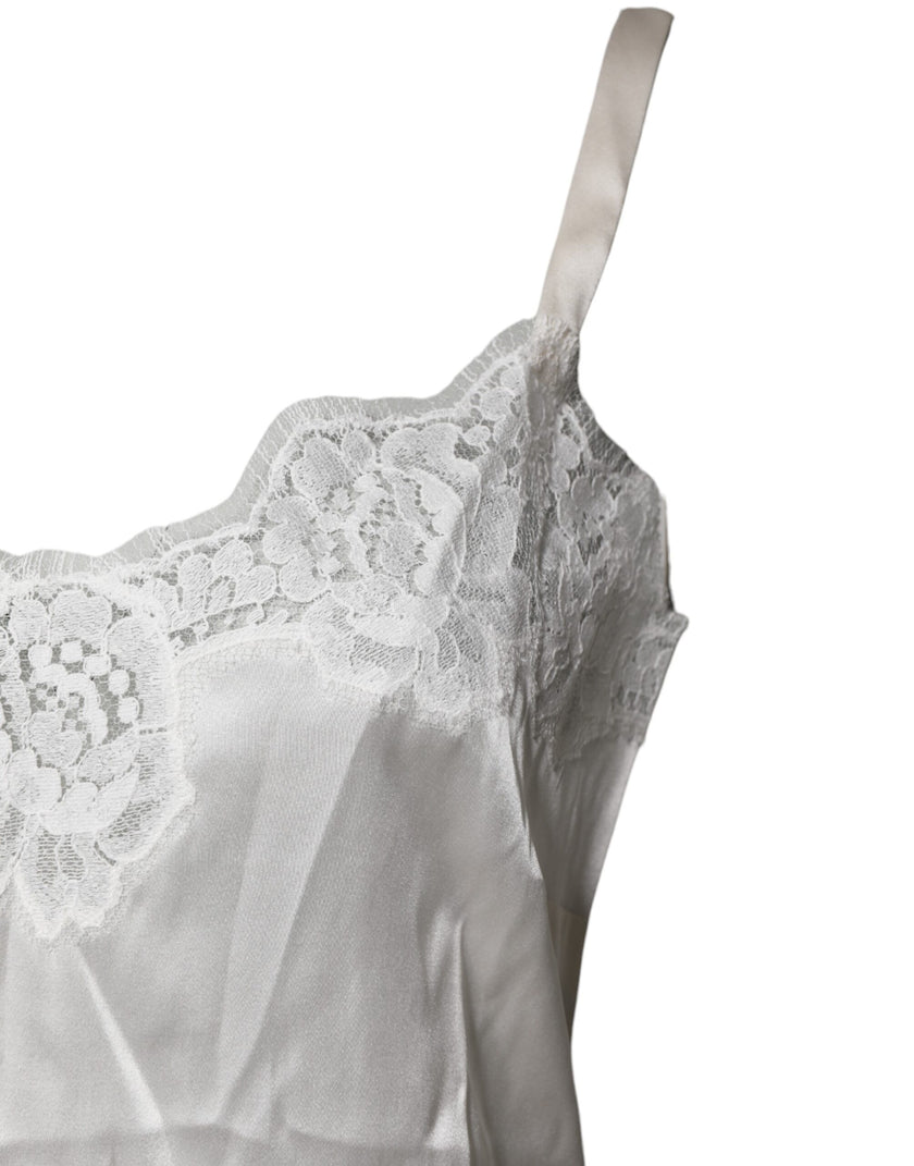 Dolce & Gabbana Top White Satin Lace Tank Lingerie Underwear