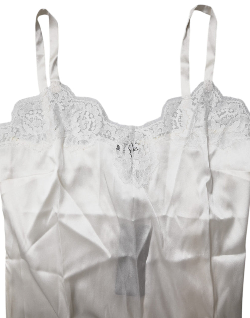 Dolce & Gabbana Top White Satin Lace Tank Lingerie Underwear