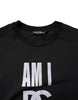 Dolce & Gabbana Black Printed Cotton Crew Neck Tee T-shirt