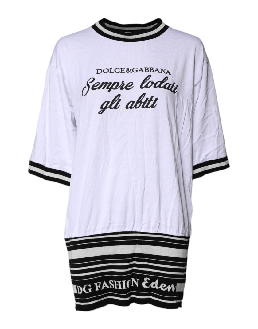 Dolce & Gabbana White Cotton DG Fashion Crew Neck T-shirt