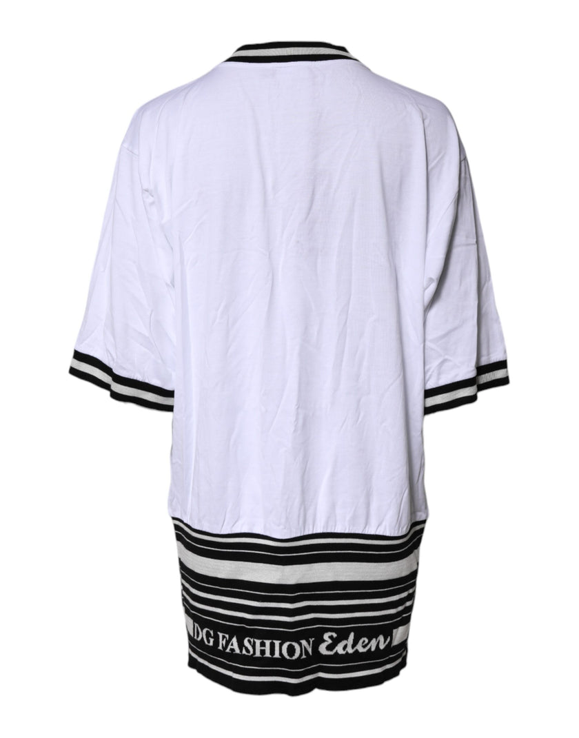 Dolce & Gabbana White Cotton DG Fashion Crew Neck T-shirt