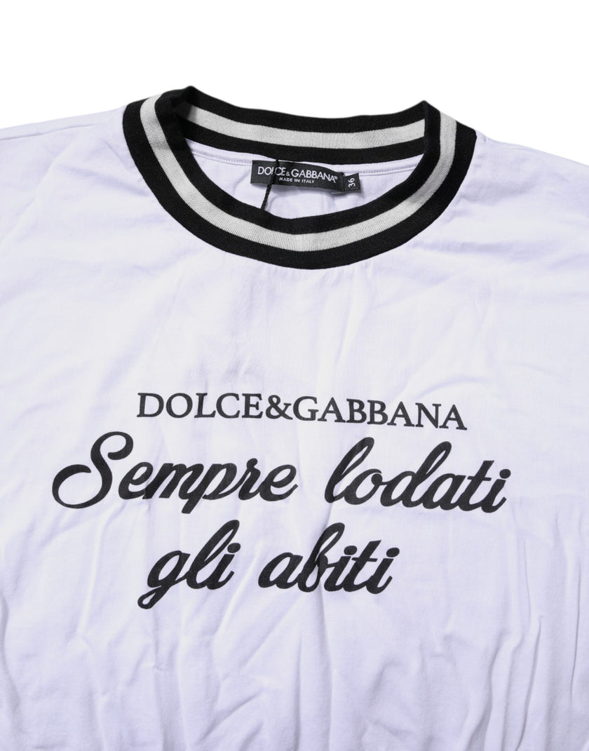 Dolce & Gabbana White Cotton DG Fashion Crew Neck T-shirt