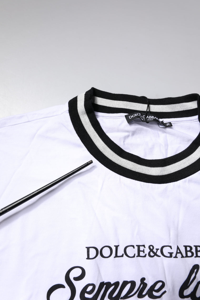 Dolce & Gabbana White Cotton DG Fashion Crew Neck T-shirt