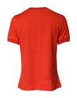 Dolce & Gabbana Red Floral Embroidery Cotton Crew Neck T-shirt