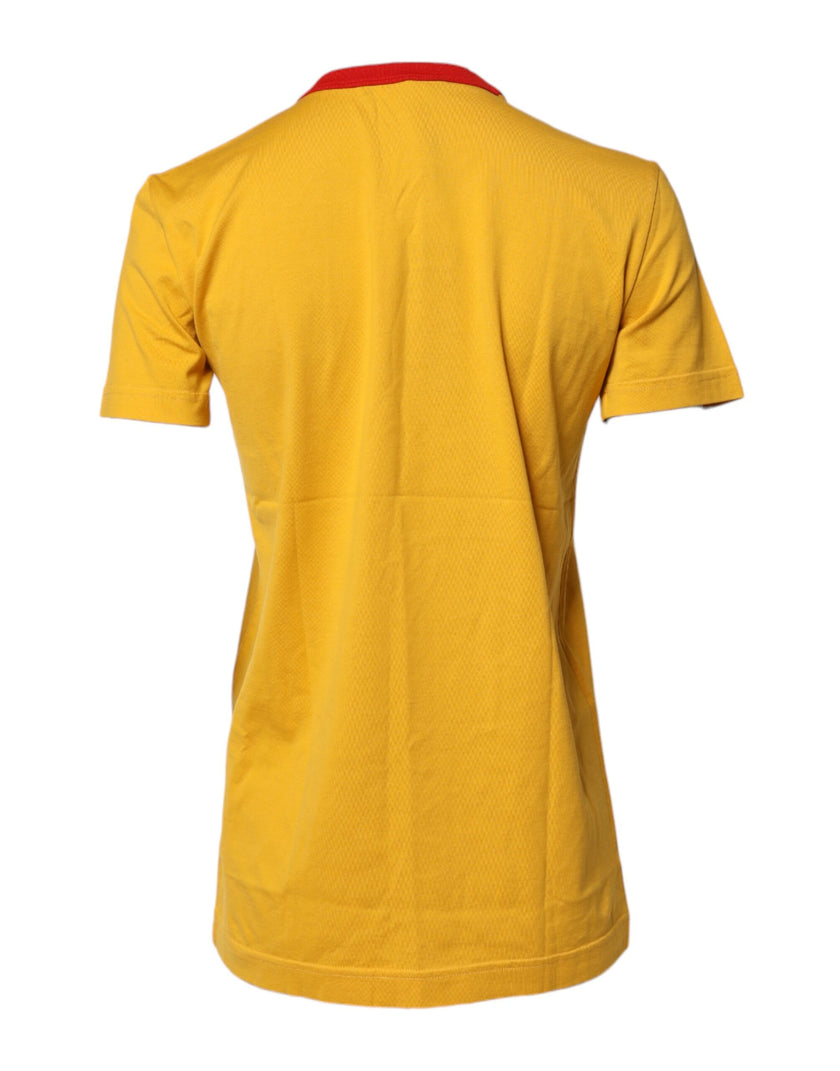 Dolce & Gabbana Yellow Printed Cotton Short Sleeves T-shirt