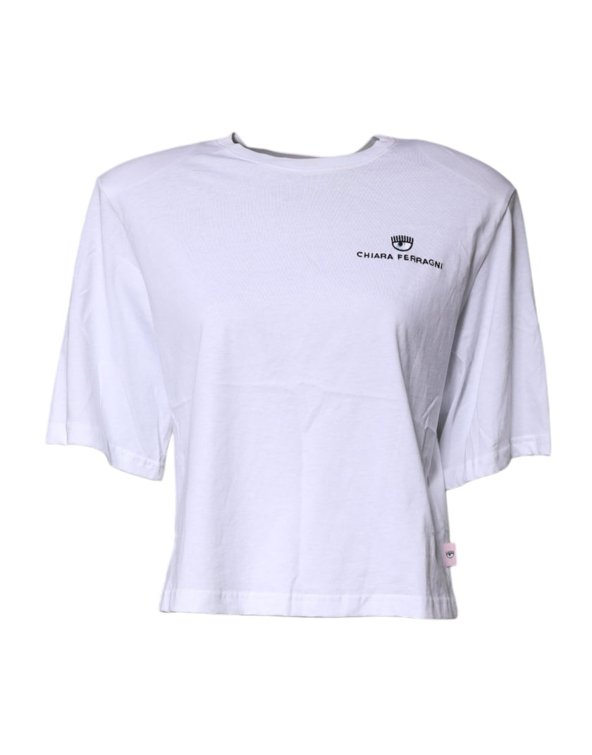 Chiara Ferragni White Short Sleeves Logo Printed T-shirt