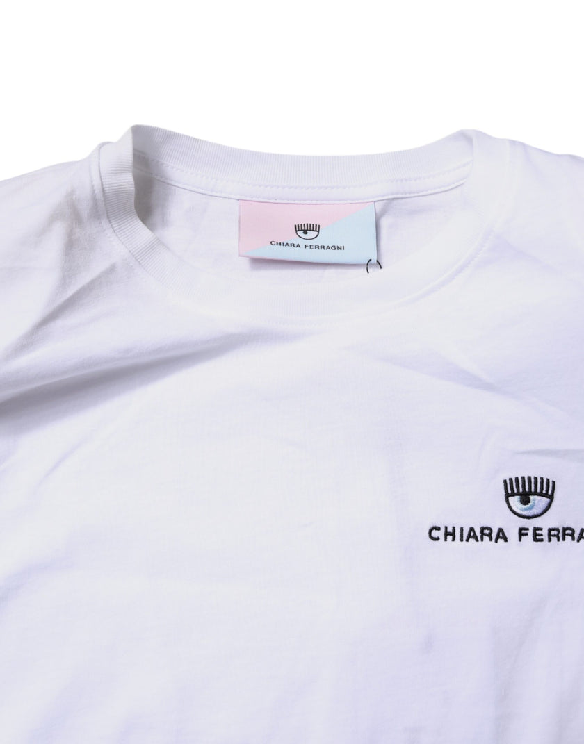 Chiara Ferragni White Short Sleeves Logo Printed T-shirt