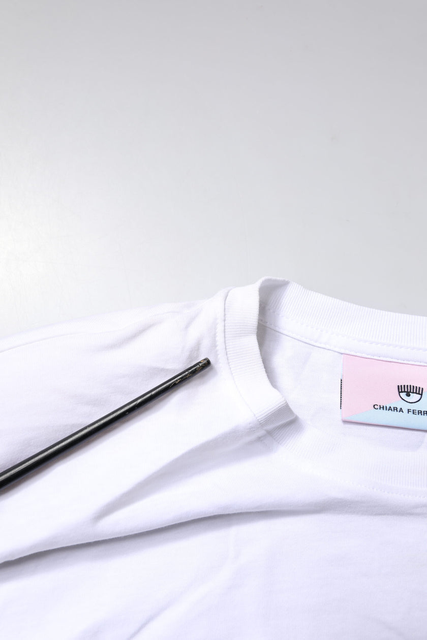 Chiara Ferragni White Short Sleeves Logo Printed T-shirt