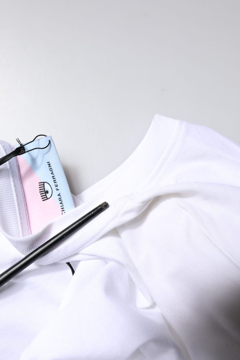 Chiara Ferragni White Short Sleeves Logo Printed T-shirt