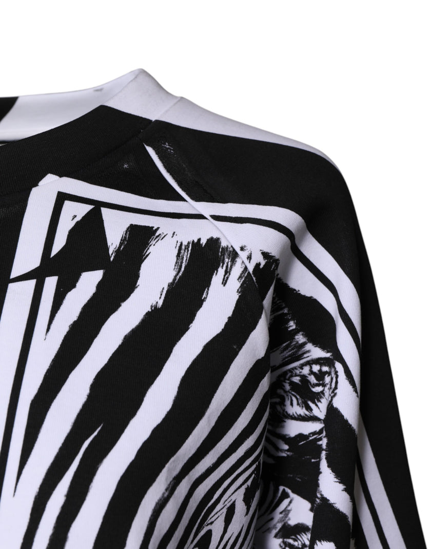 Dolce & Gabbana White Black Zebra Print Sweatshirt Sweater