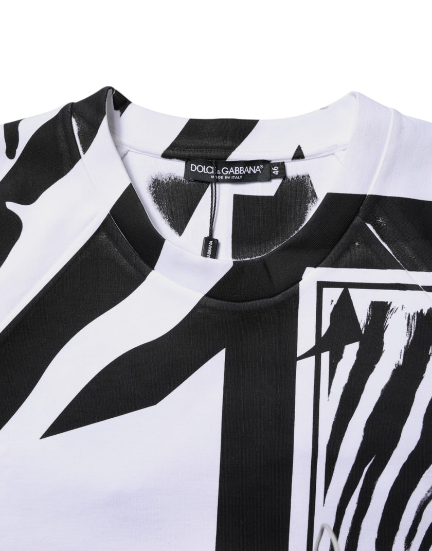 Dolce & Gabbana White Black Zebra Print Sweatshirt Sweater