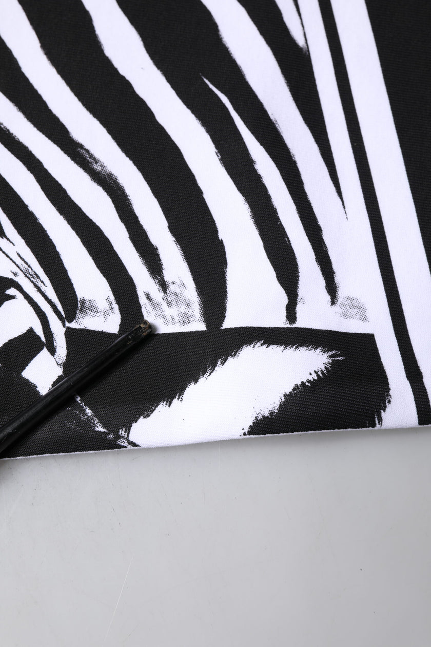 Dolce & Gabbana White Black Zebra Print Sweatshirt Sweater