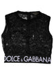 Dolce & Gabbana Black Nylon Floral Lace Sleeveless Crop Top