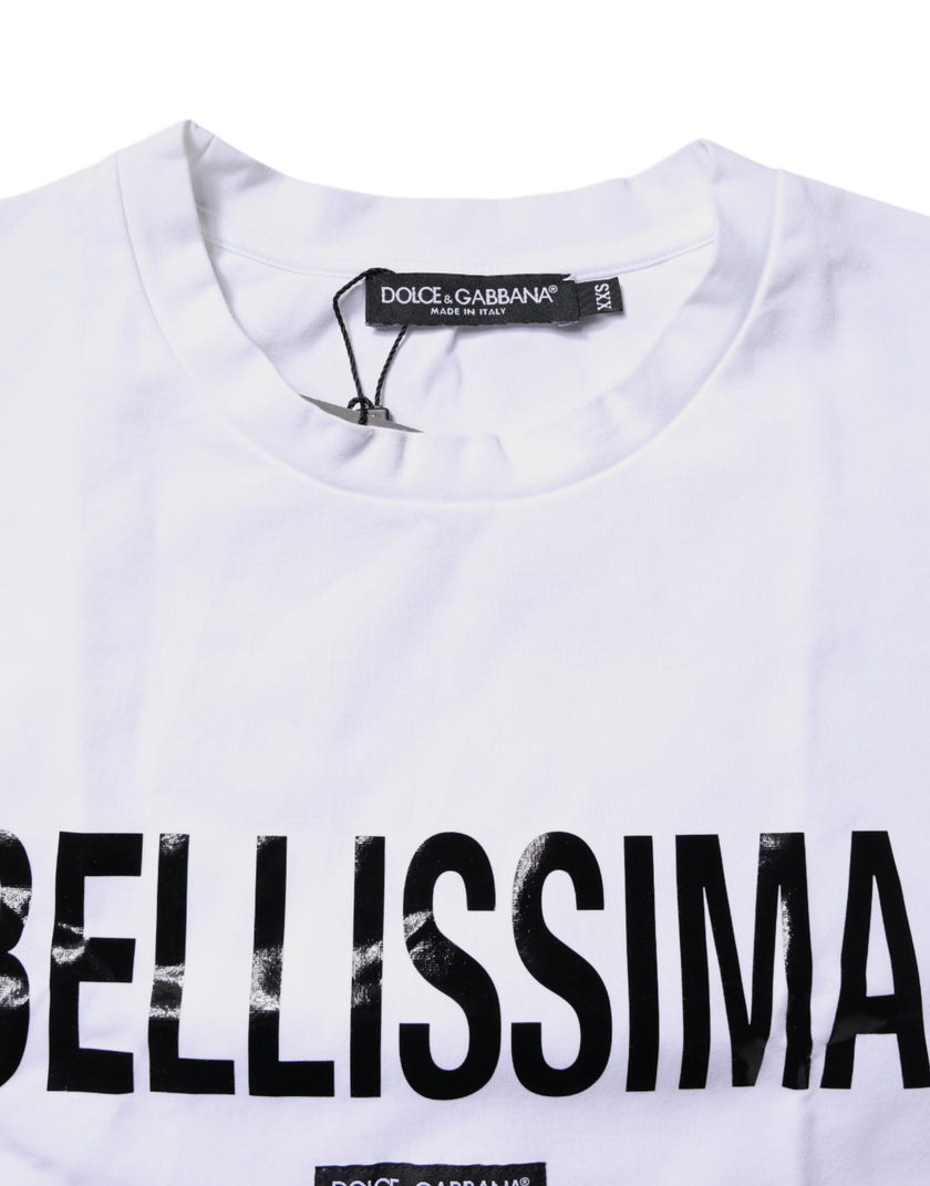Dolce & Gabbana White Bellissima Cotton Crew Neck T-shirt